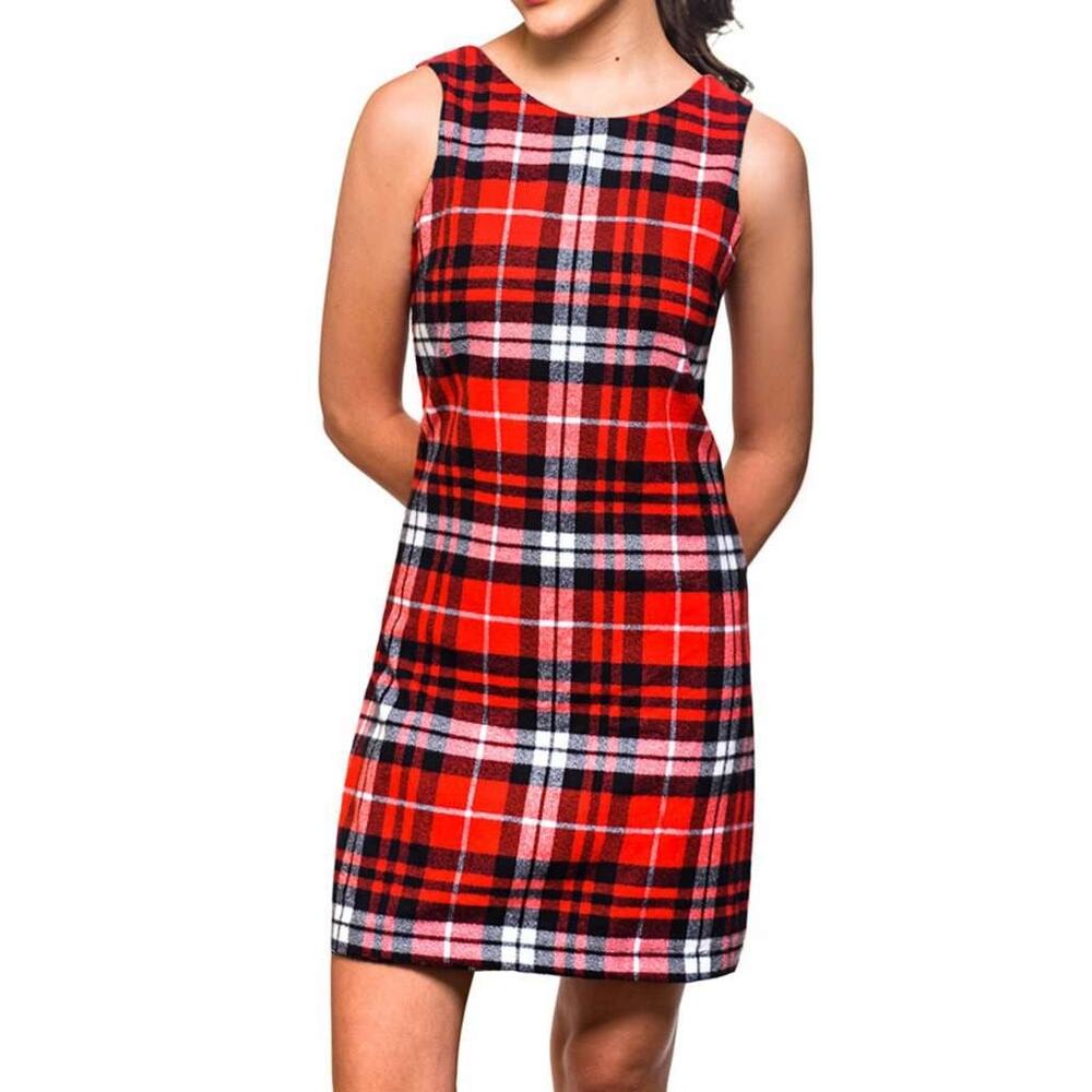 Kiel James Patrick Vibrant Red Plaid Mini Dress